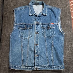 Vintage Harvard Denim Vest Unisex 90s Ivy League Collegiate Trucker Style